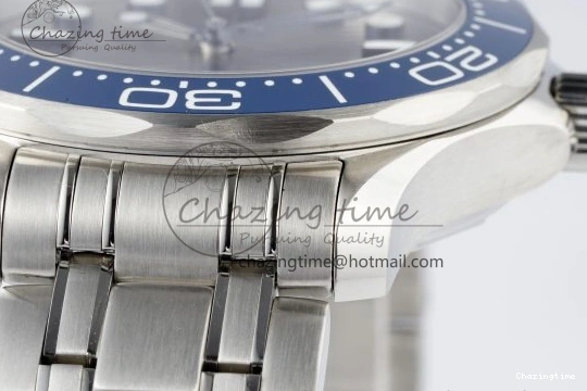 0310 Affordable Seamaster Diver 300M ZF 1:1 Best Edition Blue Ceramic Gray Dial on SS Bracelet A 7734